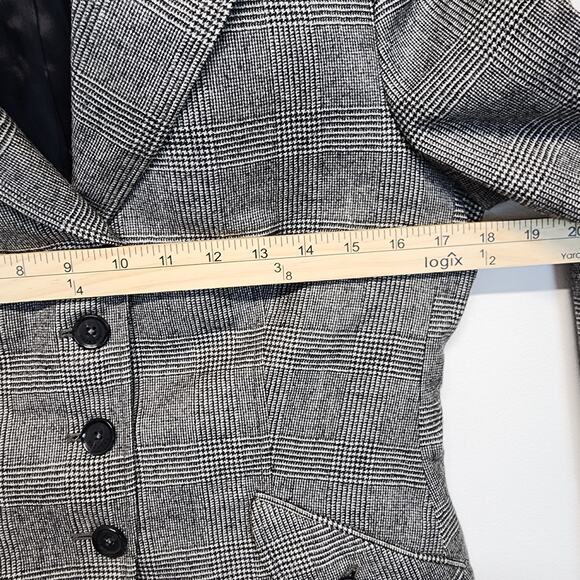 Hackett London Check Blazer Lady Jacket Size S Grey Wool Cashmere Office Chic - Picture 12 of 16